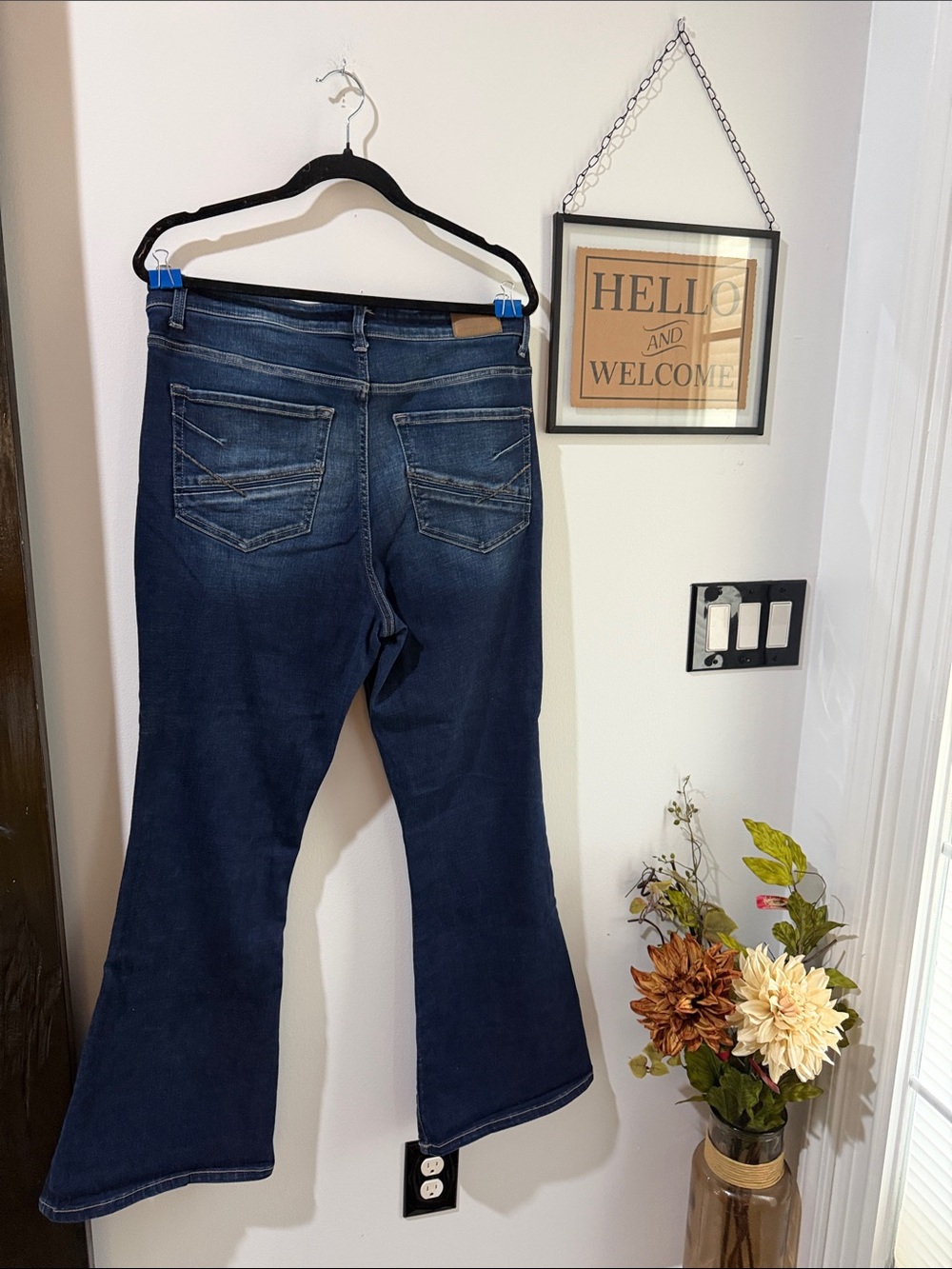 BKE Parker Dark Blue Distressed Women's Bootcut Jeans - Picture 2 of 4